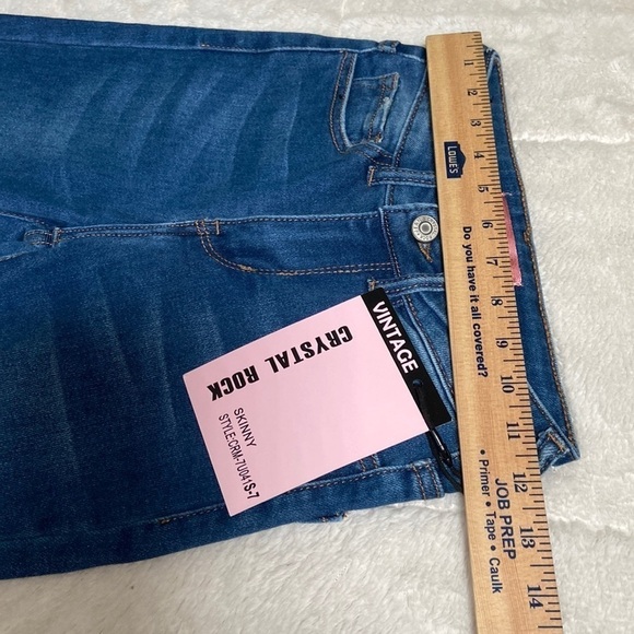 NEW Crystal Rock size 0 distressed jeans vintage push up skinny hi rise frayed - Picture 10 of 11
